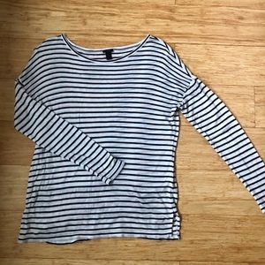 J. Crew Stripe Long Sleeve Tencel + Cashmere Tee